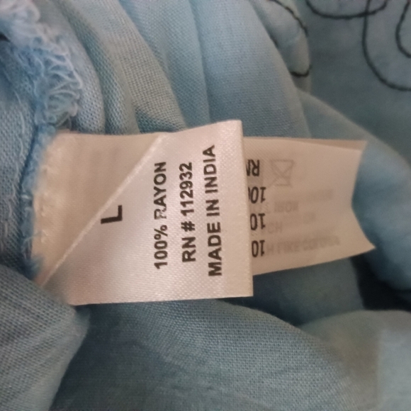 BEACH by Exist Embroidered Cover Up Dress Light Blue Roll Tab Sleeve Size L NWT - Picture 9 of 11